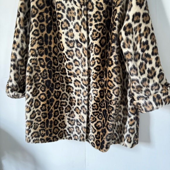Vintage Leopard Print Faux Fur Coat Womens XL 18 Retro Animal Print Jacket - Picture 5 of 11